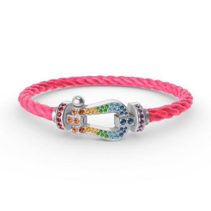 [Lumi Jewellery]FORC LARGE HORSESHOE  COLORED DIAMOND BRACELET SILVER