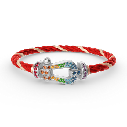 [Lumi Jewellery]FORC LARGE HORSESHOE  COLORED DIAMOND BRACELET SILVER