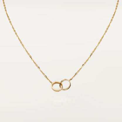 [Lumi Jewelery]LOVE DOUBLE RING HALF DIAMOND NECKLACE