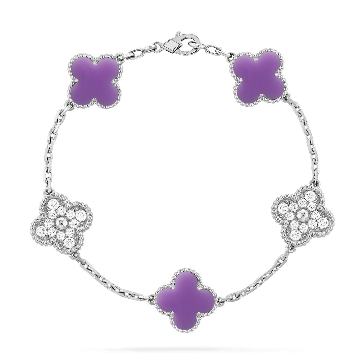 [Lumi Jewellery]CLOVER 5 MOTIF LIGHT PURPLE BRACELET COLLECTION
