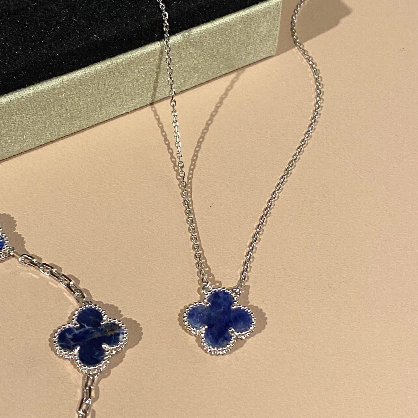 [Lumi Jewellery]CLOVER 15MM PIETERSITE NECKLACE SILVER