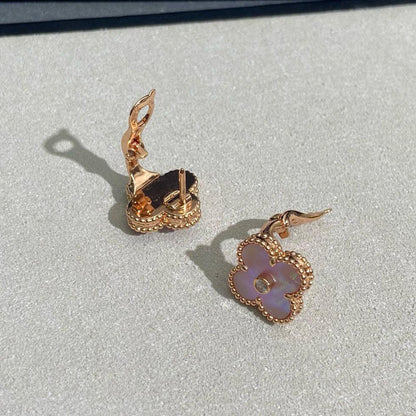 [Lumi Jewellery]CLOVER MEDIUM 1 DIAMOND PINK EARRINGS