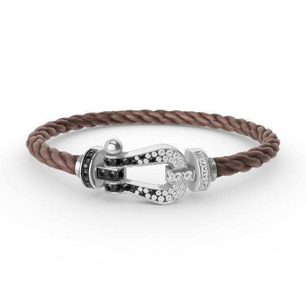 [Lumi Jewellery]FORCE LARGE HORSESHOE BLACK WHITE DIAMOND BRACELET SILVER