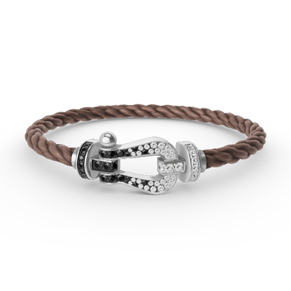 [Lumi Jewellery]FORCE LARGE HORSESHOE BLACK WHITE DIAMOND BRACELET SILVER