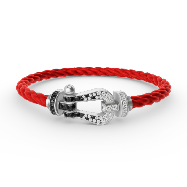 [Lumi Jewellery]FORCE LARGE HORSESHOE BLACK WHITE DIAMOND BRACELET SILVER
