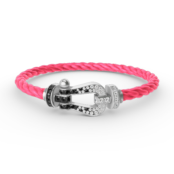 [Lumi Jewellery]FORCE LARGE HORSESHOE BLACK WHITE DIAMOND BRACELET SILVER