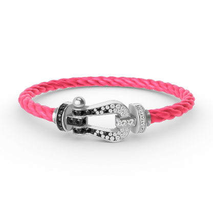 [Lumi Jewellery]FORCE LARGE HORSESHOE BLACK WHITE DIAMOND BRACELET SILVER