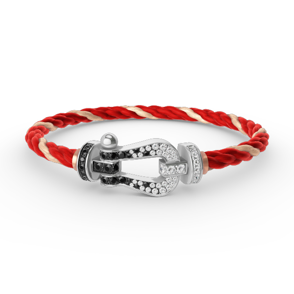 [Lumi Jewellery]FORCE LARGE HORSESHOE BLACK WHITE DIAMOND BRACELET SILVER
