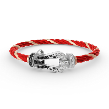 [Lumi Jewellery]FORCE LARGE HORSESHOE BLACK WHITE DIAMOND BRACELET SILVER
