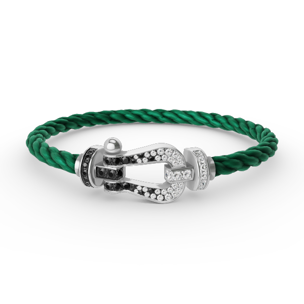 [Lumi Jewellery]FORCE LARGE HORSESHOE BLACK WHITE DIAMOND BRACELET SILVER