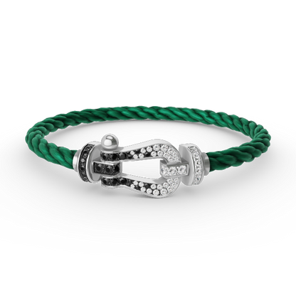 [Lumi Jewellery]FORCE LARGE HORSESHOE BLACK WHITE DIAMOND BRACELET SILVER