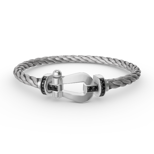 [Lumi Jewellery]FORCE LARGE HORSESHOE BLACK DIAMOND BRACELET SILVER