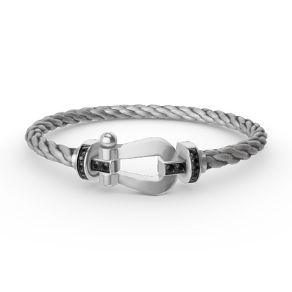[Lumi Jewellery]FORCE LARGE HORSESHOE BLACK DIAMOND BRACELET SILVER