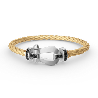 [Lumi Jewellery]FORCE LARGE HORSESHOE BLACK DIAMOND BRACELET SILVER