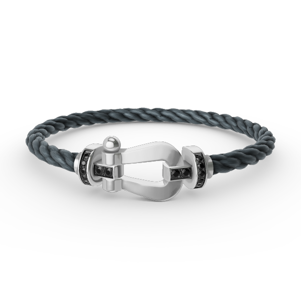 [Lumi Jewellery]FORCE LARGE HORSESHOE BLACK DIAMOND BRACELET SILVER
