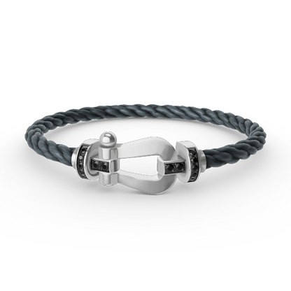 [Lumi Jewellery]FORCE LARGE HORSESHOE BLACK DIAMOND BRACELET SILVER