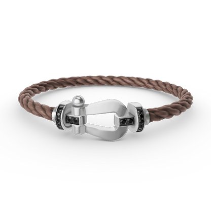 [Lumi Jewellery]FORCE LARGE HORSESHOE BLACK DIAMOND BRACELET SILVER