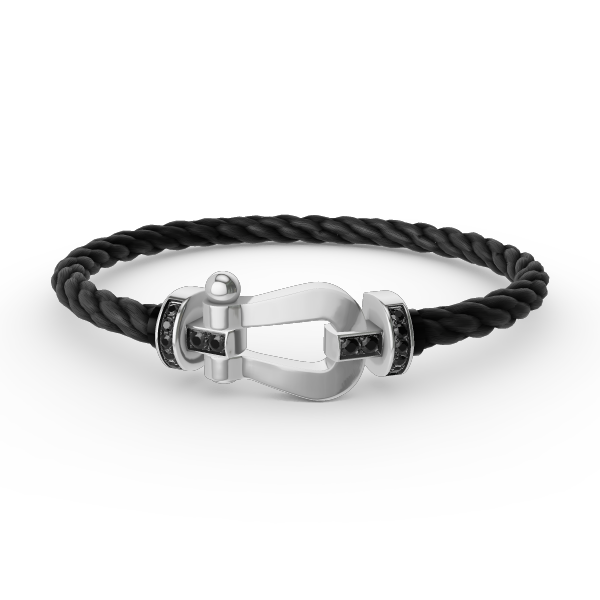 [Lumi Jewellery]FORCE LARGE HORSESHOE BLACK DIAMOND BRACELET SILVER