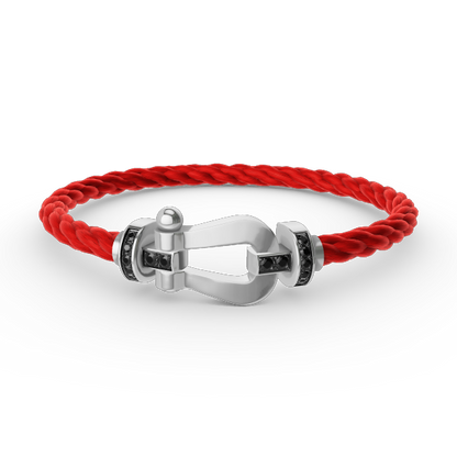 [Lumi Jewellery]FORCE LARGE HORSESHOE BLACK DIAMOND BRACELET SILVER