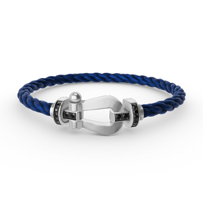 [Lumi Jewellery]FORCE LARGE HORSESHOE BLACK DIAMOND BRACELET SILVER