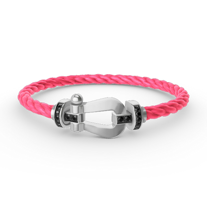 [Lumi Jewellery]FORCE LARGE HORSESHOE BLACK DIAMOND BRACELET SILVER