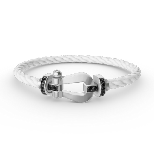 [Lumi Jewellery]FORCE LARGE HORSESHOE BLACK DIAMOND BRACELET SILVER