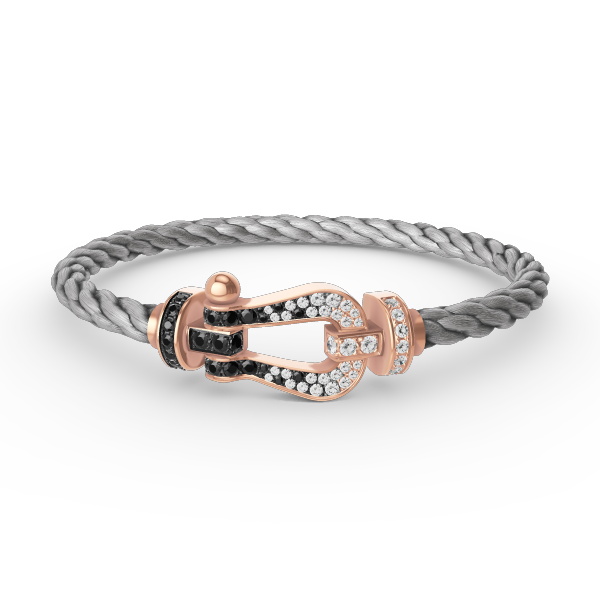 [Lumi Jewellery]FORCE LARGE HORSESHOE BLACK WHITE DIAMOND BRACELET ROSE GOLD