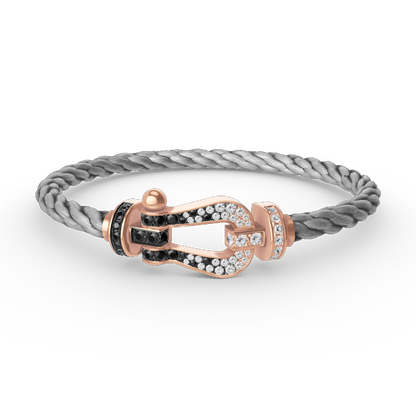 [Lumi Jewellery]FORCE LARGE HORSESHOE BLACK WHITE DIAMOND BRACELET ROSE GOLD