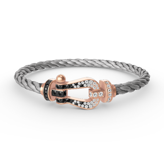 [Lumi Jewellery]FORCE LARGE HORSESHOE BLACK WHITE DIAMOND BRACELET ROSE GOLD