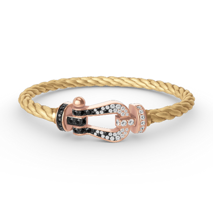 [Lumi Jewellery]FORCE LARGE HORSESHOE BLACK WHITE DIAMOND BRACELET ROSE GOLD