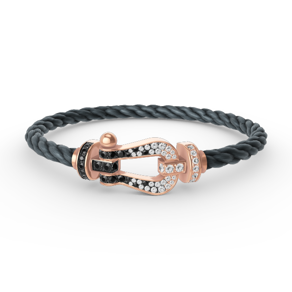 [Lumi Jewellery]FORCE LARGE HORSESHOE BLACK WHITE DIAMOND BRACELET ROSE GOLD