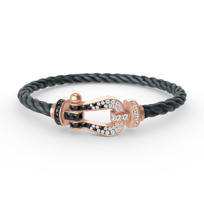 [Lumi Jewellery]FORCE LARGE HORSESHOE BLACK WHITE DIAMOND BRACELET ROSE GOLD