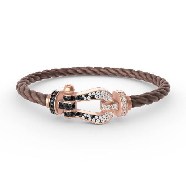 [Lumi Jewellery]FORCE LARGE HORSESHOE BLACK WHITE DIAMOND BRACELET ROSE GOLD