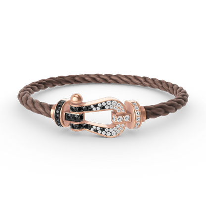 [Lumi Jewellery]FORCE LARGE HORSESHOE BLACK WHITE DIAMOND BRACELET ROSE GOLD
