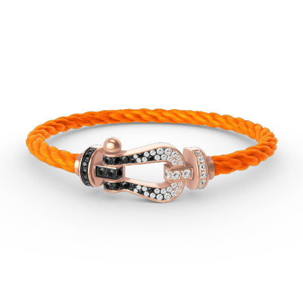 [Lumi Jewellery]FORCE LARGE HORSESHOE BLACK WHITE DIAMOND BRACELET ROSE GOLD