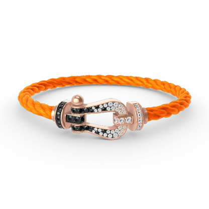 [Lumi Jewellery]FORCE LARGE HORSESHOE BLACK WHITE DIAMOND BRACELET ROSE GOLD