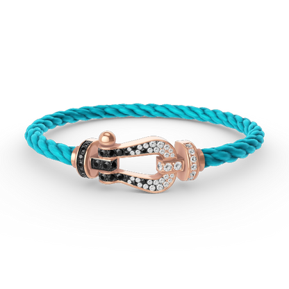 [Lumi Jewellery]FORCE LARGE HORSESHOE BLACK WHITE DIAMOND BRACELET ROSE GOLD