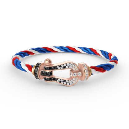 [Lumi Jewellery]FORCE LARGE HORSESHOE BLACK WHITE DIAMOND BRACELET ROSE GOLD