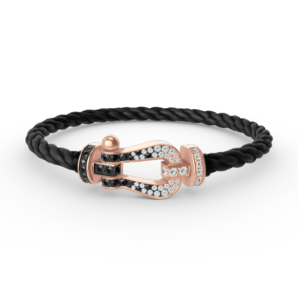 [Lumi Jewellery]FORCE LARGE HORSESHOE BLACK WHITE DIAMOND BRACELET ROSE GOLD