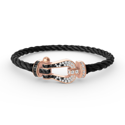 [Lumi Jewellery]FORCE LARGE HORSESHOE BLACK WHITE DIAMOND BRACELET ROSE GOLD