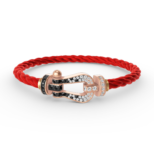[Lumi Jewellery]FORCE LARGE HORSESHOE BLACK WHITE DIAMOND BRACELET ROSE GOLD