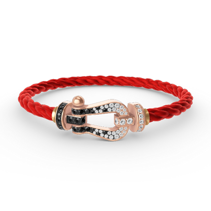 [Lumi Jewellery]FORCE LARGE HORSESHOE BLACK WHITE DIAMOND BRACELET ROSE GOLD