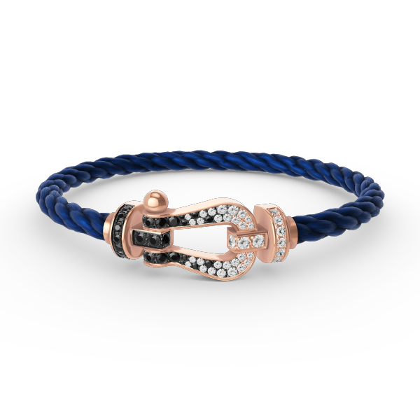 [Lumi Jewellery]FORCE LARGE HORSESHOE BLACK WHITE DIAMOND BRACELET ROSE GOLD