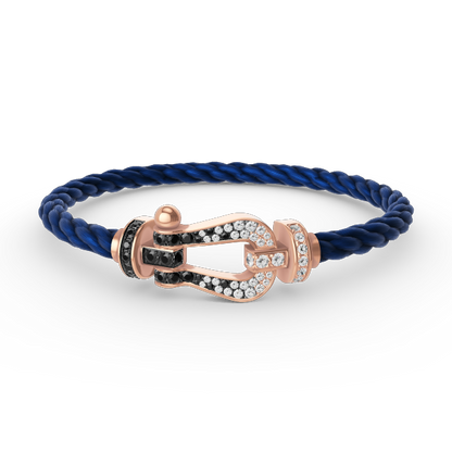 [Lumi Jewellery]FORCE LARGE HORSESHOE BLACK WHITE DIAMOND BRACELET ROSE GOLD