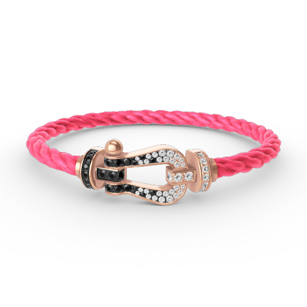 [Lumi Jewellery]FORCE LARGE HORSESHOE BLACK WHITE DIAMOND BRACELET ROSE GOLD
