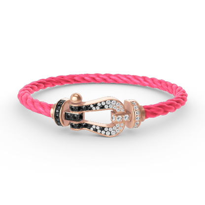 [Lumi Jewellery]FORCE LARGE HORSESHOE BLACK WHITE DIAMOND BRACELET ROSE GOLD