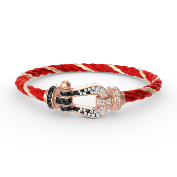 [Lumi Jewellery]FORCE LARGE HORSESHOE BLACK WHITE DIAMOND BRACELET ROSE GOLD