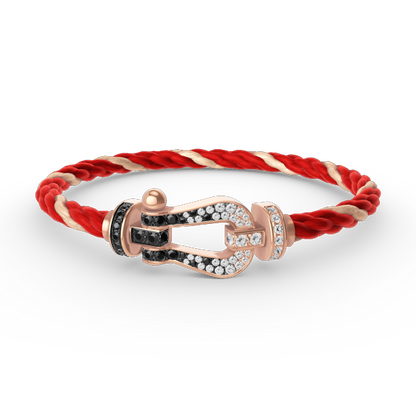 [Lumi Jewellery]FORCE LARGE HORSESHOE BLACK WHITE DIAMOND BRACELET ROSE GOLD