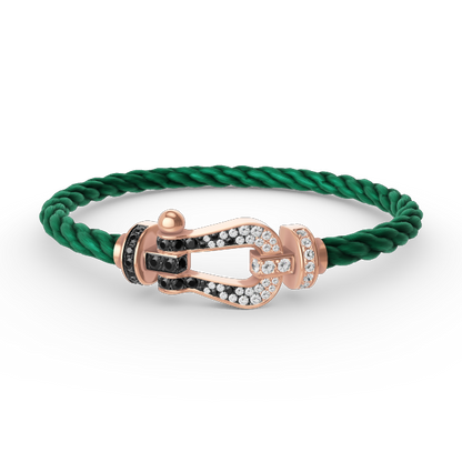 [Lumi Jewellery]FORCE LARGE HORSESHOE BLACK WHITE DIAMOND BRACELET ROSE GOLD