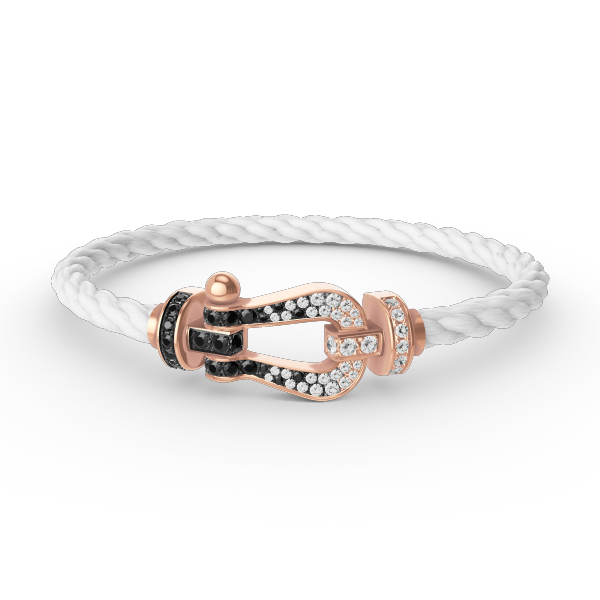[Lumi Jewellery]FORCE LARGE HORSESHOE BLACK WHITE DIAMOND BRACELET ROSE GOLD